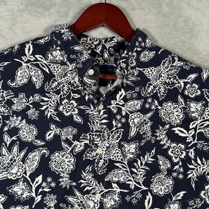 Polo‎ Ralph Lauren Shirt Mens 2XB Navy White Floral Short Sleeve Button Down